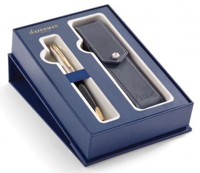 Набор подарочный Waterman Carene De Luxe - Black Silver GT, шариковая ручка + чехол