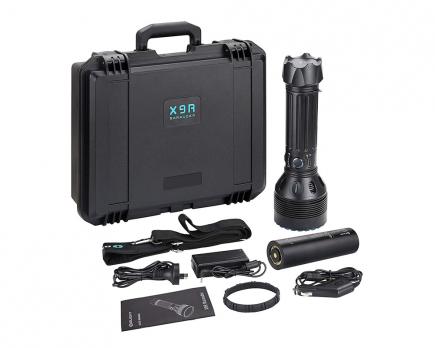 Фонарь светодиодный поисковой Olight X9R Marauder CW холодный (Комплект)