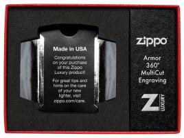 Зажигалка Zippo Armor с покрытием Antique Silver, латунь/сталь, серебристая, матовая, 36x12x56 мм