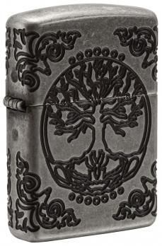 Зажигалка Zippo Armor с покрытием Antique Silver, латунь/сталь, серебристая, матовая, 36x12x56 мм
