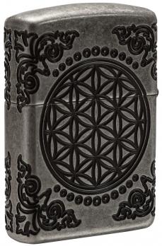 Зажигалка Zippo Armor с покрытием Antique Silver, латунь/сталь, серебристая, матовая, 36x12x56 мм