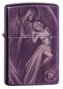 Зажигалка Zippo Classic с покрытием Abyss, латунь/сталь, сиреневая, глянцевая, 36x12x56 мм