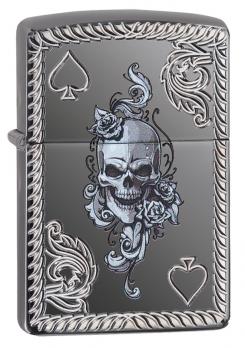 Зажигалка Zippo Armor с покрытием Black Ice, латунь/сталь, чёрная, глянцевая, 36x12x56 мм