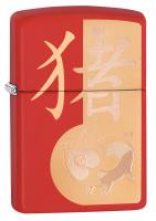 Зажигалка Zippo Classic с покрытием Red Matte, латунь/сталь, красная, матовая, 36x12x56 мм