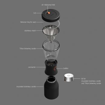 Кофеварка портативная Asobu Cold Brew (1 литр), серебристая