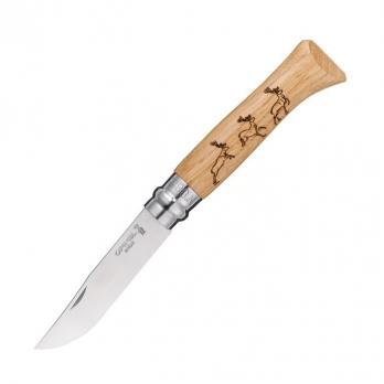 Нож Opinel №8 Animalia, рукоять дуб, олени