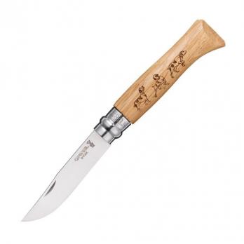 Нож Opinel №8 Animalia, рукоять дуб, собака
