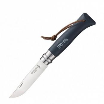 Нож Opinel №8 Trekking, кожаный темляк, серый