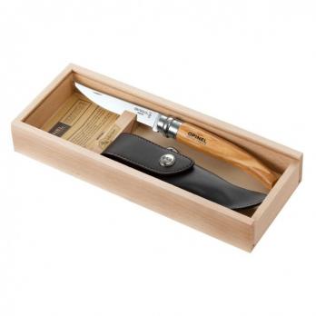 Нож филейный Opinel №10, рукоять оливковое дерево, чехол, футляр