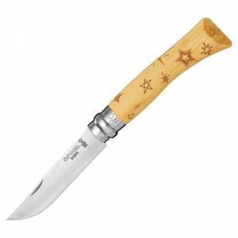 Нож Opinel №7 Nature, рукоять самшит, звезды