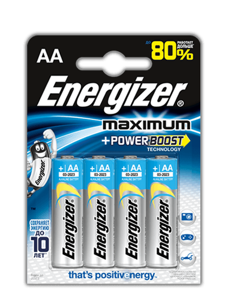 Щелочные батарейки Energizer Maximum LR6/E91 AA FSB4 (4 штуки)