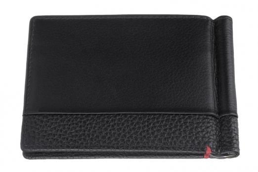 Зажим для денег Zippo с защитой от сканирования RFID, цвет чёрный, натуральная кожа, 11x1x8,2 см