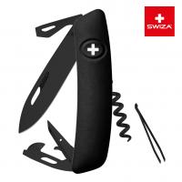 Швейцарский нож SWIZA D03 AllBlack, 95 мм, 11 функций, черный (подар. упак.)