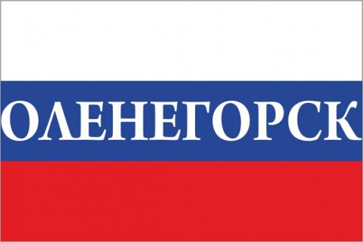 Флаг России с названием города Оленегорск