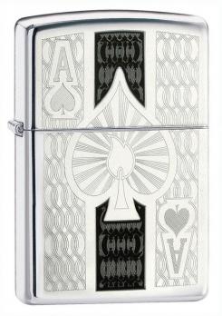 Зажигалка Zippo с покрытием High Polish Chrome, латунь/сталь, серебристая, глянцевая, 36x12x56 мм