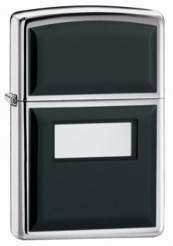 Зажигалка Zippo с покрытием High Polish Chrome, латунь/сталь, серебристая с чёрными накладками