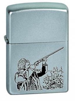 Зажигалка Zippo Hunter с покрытием Satin Chrome, латунь/сталь, серебристая, матовая, 36x12x56
