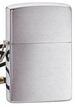 Зажигалка Zippo Lossproof с покрытием Brushed Chrome, со шнурком, латунь/сталь, серебристая, м