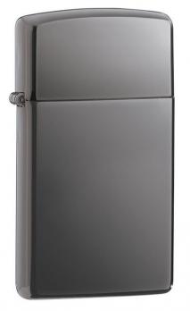 Зажигалка Zippo Slim Black Ice, латунь/сталь, чёрная, глянцевая, 30x10x55 мм