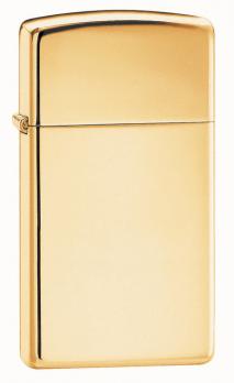 Зажигалка Zippo Slim High Polish Brass, латунь/сталь, золотистая, глянцевая, 30x10x55 мм