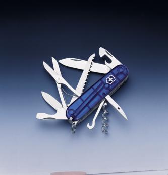 Нож Victorinox Huntsman, 91 мм, 15 функций, полупрозрачный синий