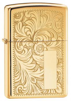 Зажигалка Zippo №352B с покрытием High Polish Brass, латунь/сталь, золотистая, глянцевая, 36x12x56 м