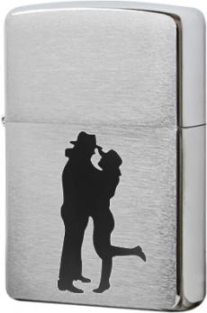 Зажигалка Zippo Cowboy Couple с покрытием Brushed Chrome, латунь/сталь, серебристая, матовая