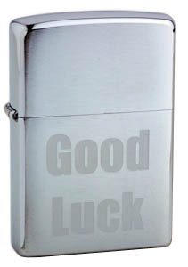 Зажигалка Zippo Good Luck с покрытием Brushed Chrome, латунь/сталь, серебристая, матовая, 36x12x56