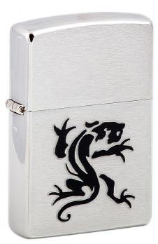 Зажигалка Zippo Panther с покрытием Brushed Chrome, латунь/сталь, серебристая, матовая, 36х12х56