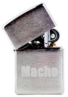 Зажигалка Zippo Macho с покрытием Brushed Chrome, латунь/сталь, серебристая, матовая, 36x12x56
