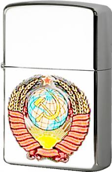 Зажигалка Zippo Герб СССР с покрытием High Polish Chrome, латунь/сталь, серебристая, глянцевая