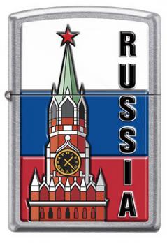 Зажигалка Zippo Московский кремль, латунь/сталь с покрытием Street Chrome™, серебристая, 36x12x56 мм