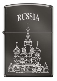 Зажигалка Zippo Собор Василия Блаженного, латунь/сталь с покрытием Black Ice®, чёрная, 36x12x56 мм