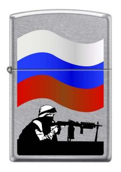 Зажигалка Zippo Защитник Отечества, латунь/сталь с покрытием Street Chrome™, серебристая, 36x12x56мм