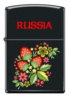 Зажигалка Zippo Ягода-Малина, латунь/сталь с покрытием Black Matte, чёрная, матовая, 36x12x56 мм