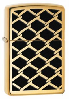 Зажигалка Zippo Fence Design, латунь с покрытием High Polish Brass, золотистый, 36х12x56 мм