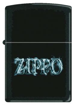 Зажигалка Zippo, латунь с покрытием Black Matte, чёрная с надписью "Zippo", матовая, 36x12x56 мм