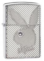Зажигалка Zippo Playboy, латунь/сталь с покрытием High Polish Chrome, серебристая, 36x12x56 мм