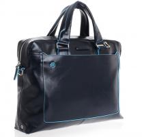 Сумка Piquadro Blue Square, синяя, 38,5x27x8,5 см