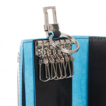 Ключница Piquadro Blue Square, синяя, 6х12х2 см