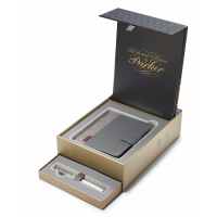 Набор подарочный Parker Sonnet - Premium Metal & Pearl CT, перьевая ручка, F + блокнот и органайзер