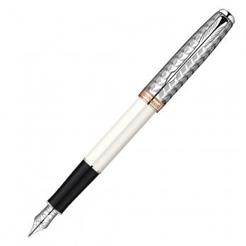 Набор подарочный Parker Sonnet - Premium Metal & Pearl CT, перьевая ручка, F + блокнот и органайзер
