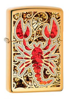 Зажигалка Zippo Classic с покрытием High Polish Brass, латунь/сталь, золотистая, 36x12x56 мм