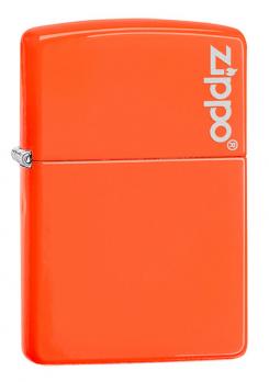 Зажигалка Zippo Classic с покрытием Neon Orange, латунь/сталь, оранжевая с логотипом, 36x12x56 мм