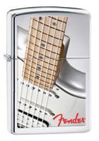 Зажигалка Zippo Fender с покрытием High Polish Chrome, латунь/сталь, серебристая, 36x12x56 мм