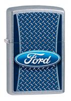 Зажигалка Zippo Ford с покрытием Street Chrome, латунь/сталь, серебристая, матовая, 36x12x56 мм