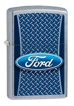 Зажигалка Zippo Ford с покрытием Street Chrome, латунь/сталь, серебристая, матовая, 36x12x56 мм