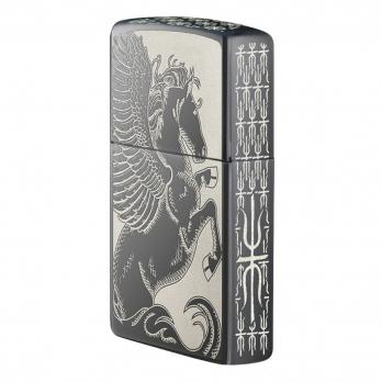 Зажигалка Zippo Classic с покрытием Black Ice®, латунь/сталь, серебристая, глянцевая, 36x12x56 мм