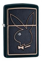 Зажигалка Zippo Playboy с покрытием Black Matte, латунь/сталь, чёрная, матовая, 36x12x56 мм