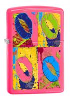 Зажигалка Zippo Classic с покрытием Neon Pink, латунь/сталь, розовая, глянцевая, 36x12x56 мм